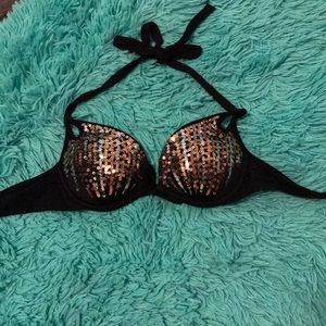 Black sequin swim Top